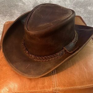Men's Classic Dark Brown Leather Hat